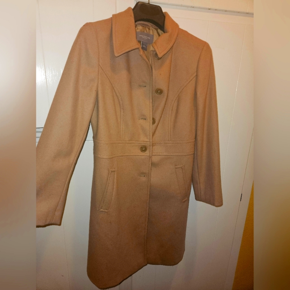 Anne Klein wool coat new camel color size 8 petite